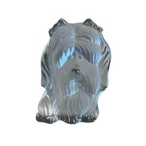 Viking Dalzell Yorkshire Terrier Yorkie Frosted Clear Glass Dog Paperweight